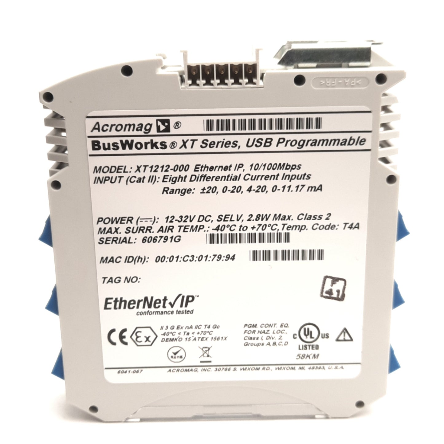 New – Open box Acromag XT1212-000 BusWorks Industrial Ethernet/IP I/O Module, 12-32VDC, 2.8W