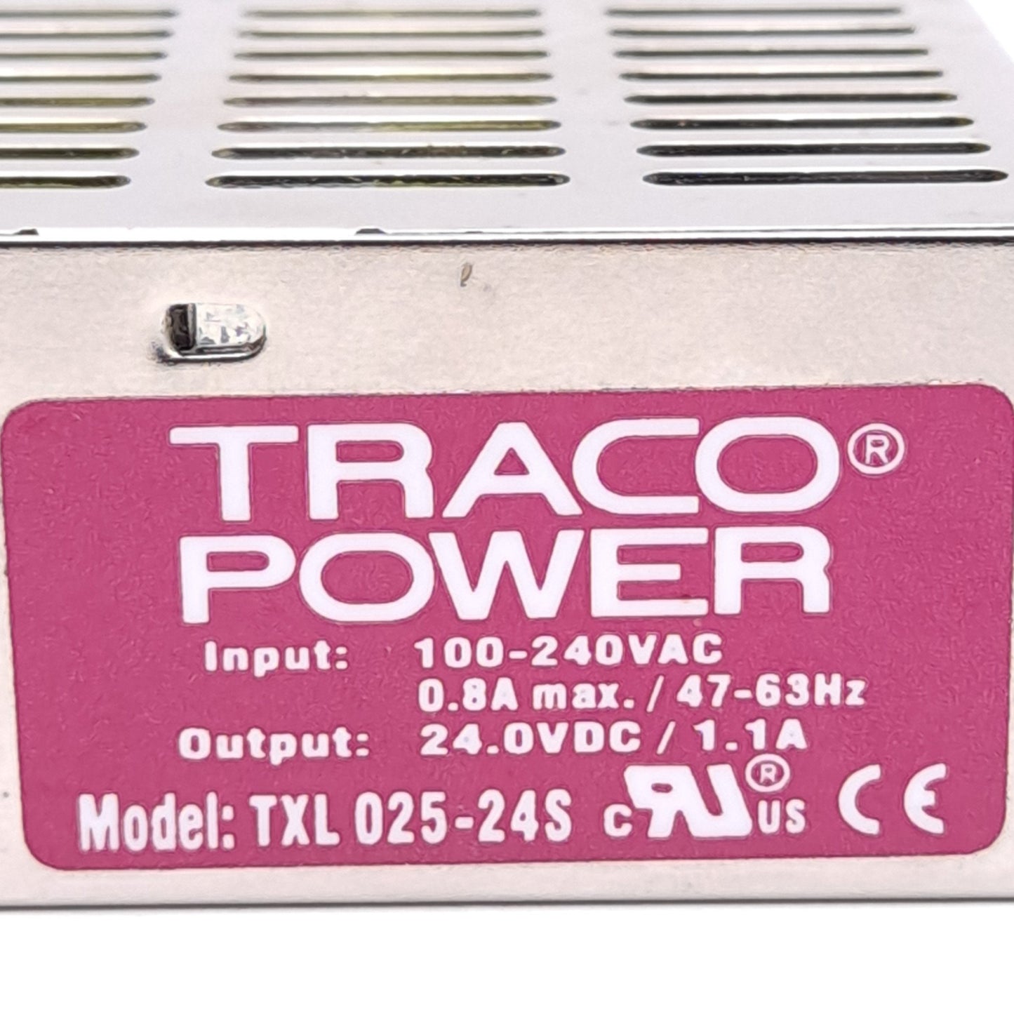 Used Traco Power TXL 025-24S Power Supply, 100-240VAC Input, 24VDC Output, 25W