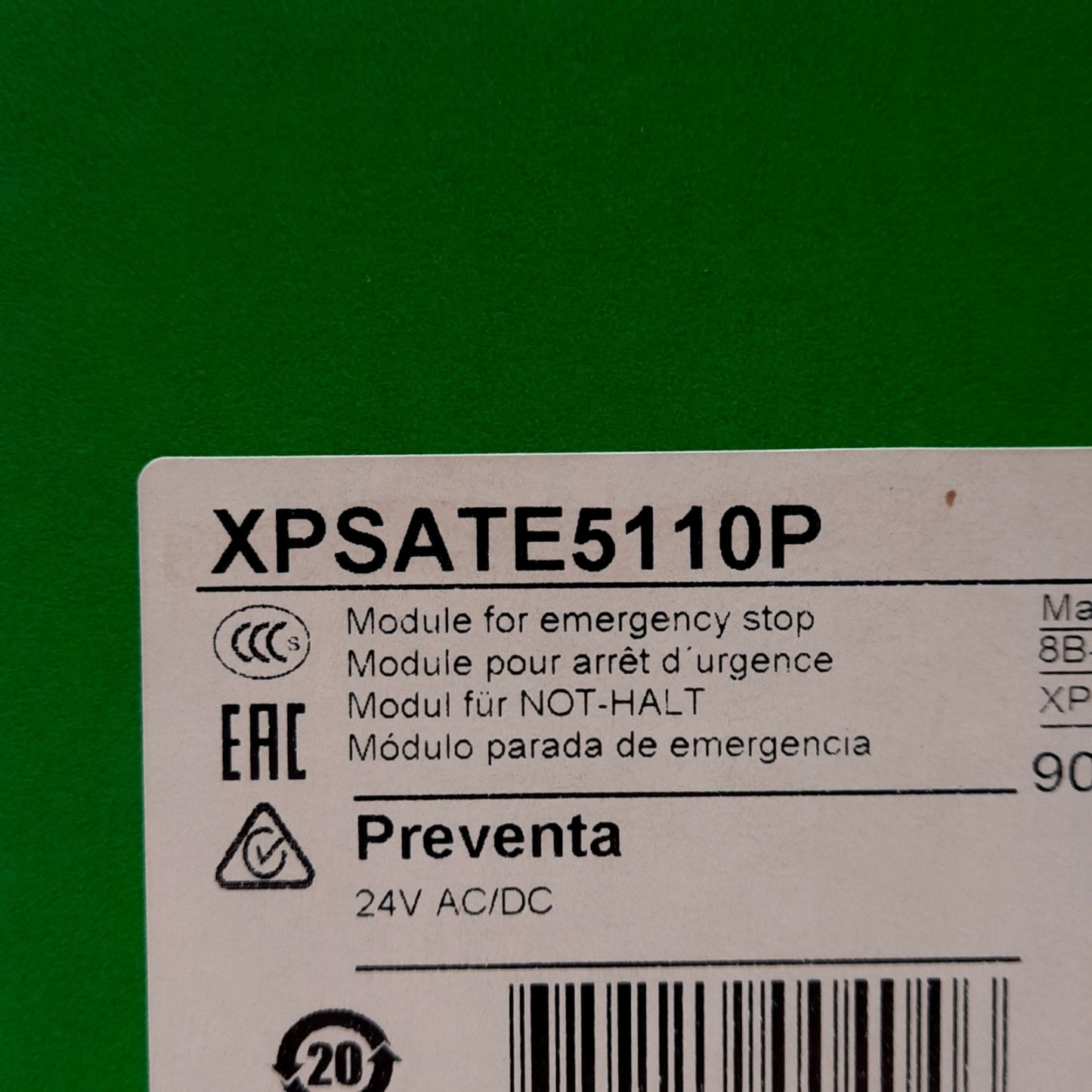 New Schneider Electric XPSATE5110P E-Stop Module Safety Relay, 24VAC/DC, DIN Rail