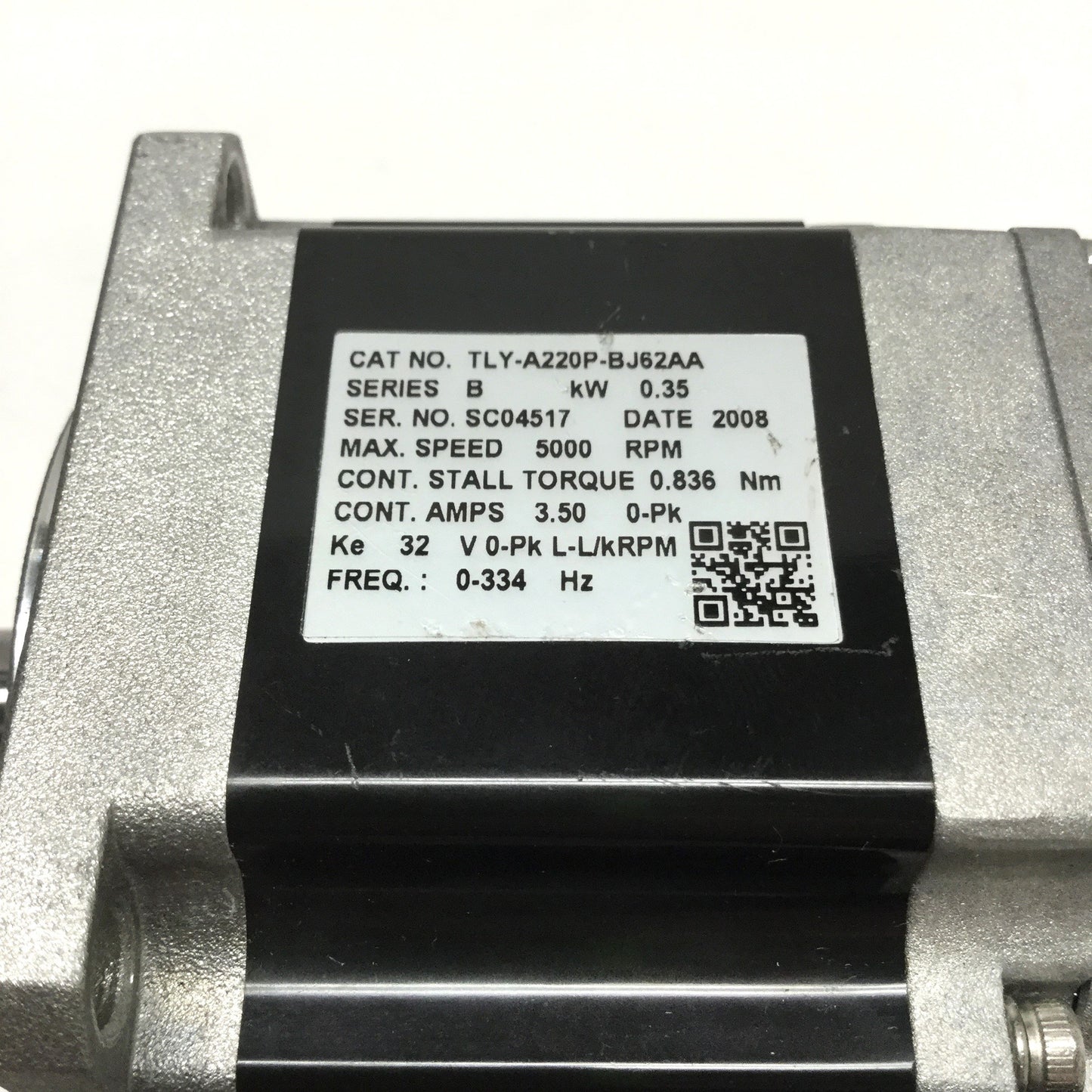 Used Allen Bradley TLY-A220P-BJ62AA Kinetix Servo Motor .35kW 230VAC Ø12mm Shaft 70mm