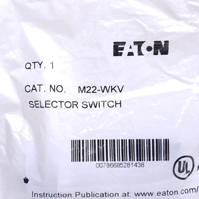 New Lot of 3 Eaton M22-WKV Selector Switch, Maintained, 2-Position, ø22.5mm Mounting