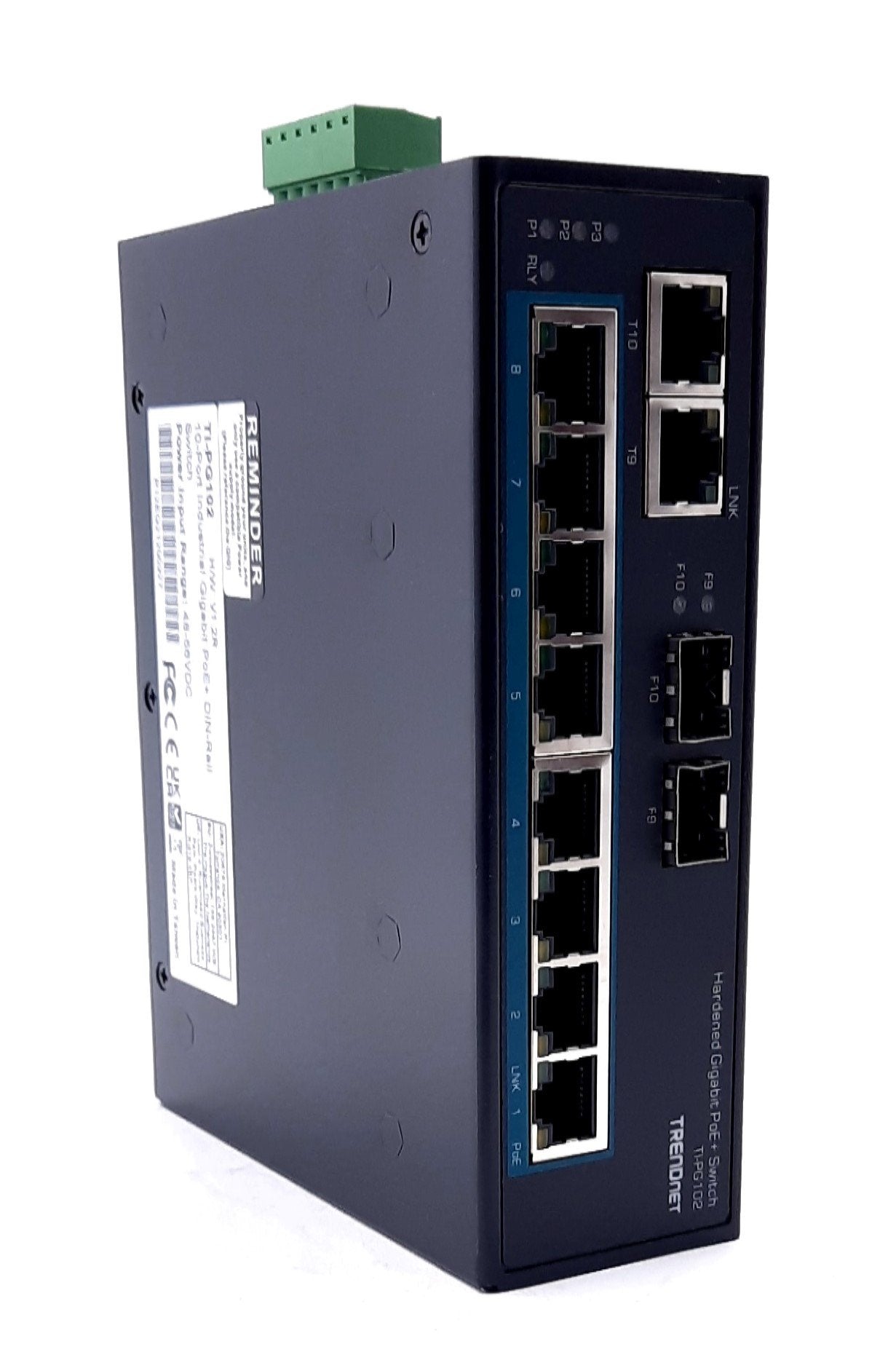 New Trendnet TI-PG102 10-Port Industrial Gigabit PoE+ DIN-Rail Switch