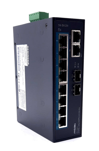 New Trendnet TI-PG102 10-Port Industrial Gigabit PoE+ DIN-Rail Switch