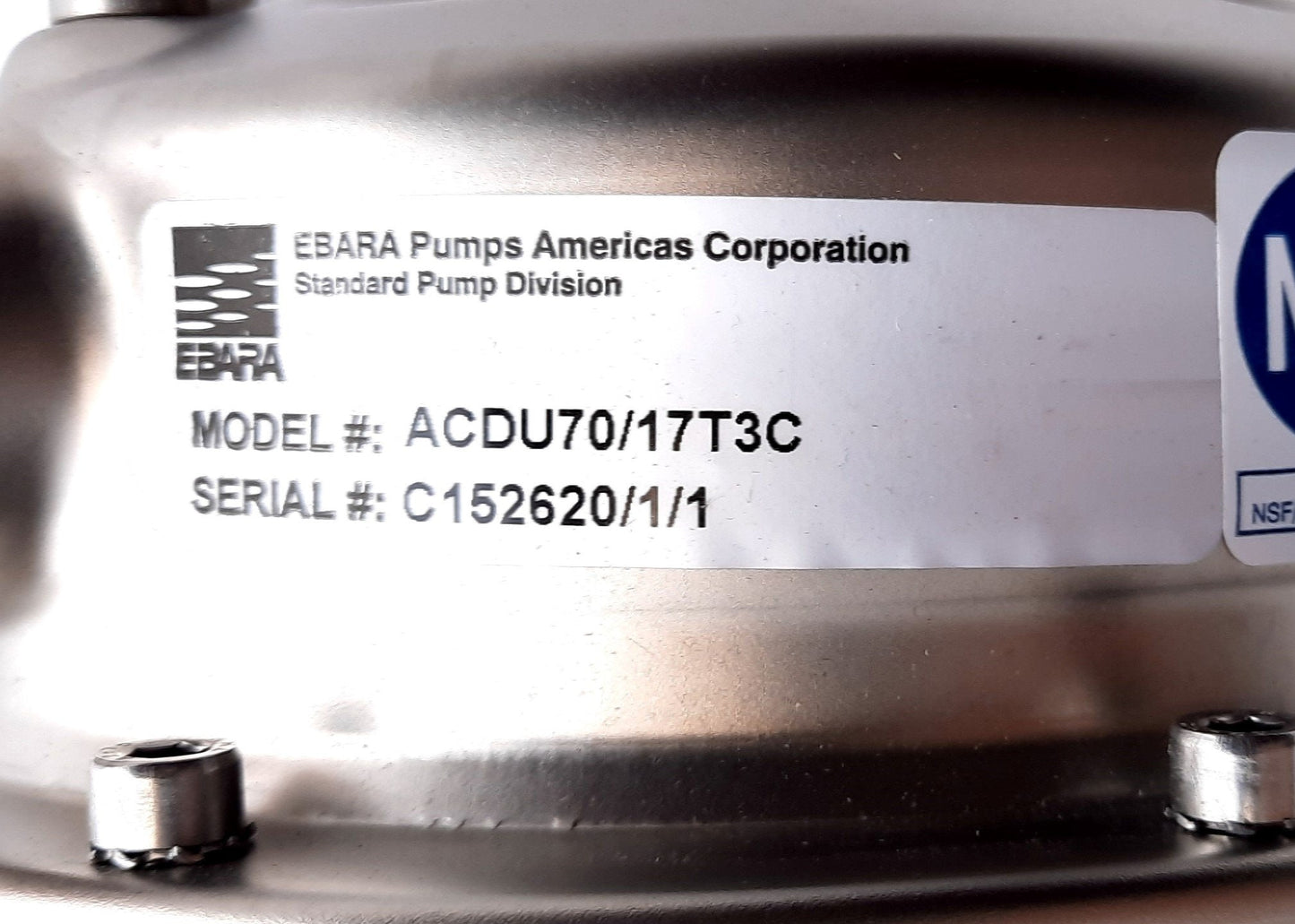 New – Open box EBARA ACDU70/17T3C Stainless Steel Centrifugal Pump 32GPM, 3/4HP, 208-230/460VAC