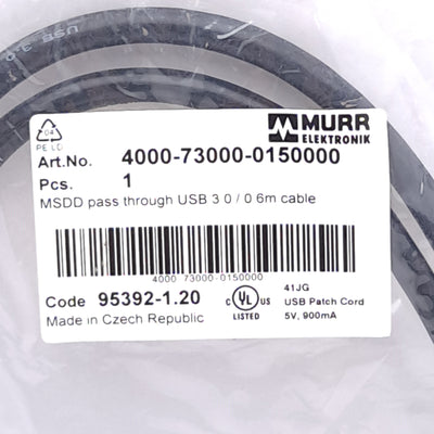 New Murr Elektronik 4000-73000-0150000 Pass-Through Cable, USB 3.0 Male/Female, 0.6m