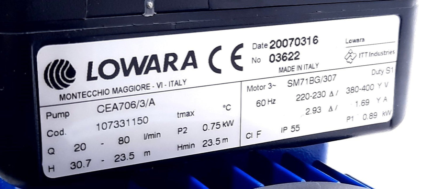 New Lowara CEA706/3/A Centrifugal Pump Single Propeller Pump 2 Pole 220-230V380-400V