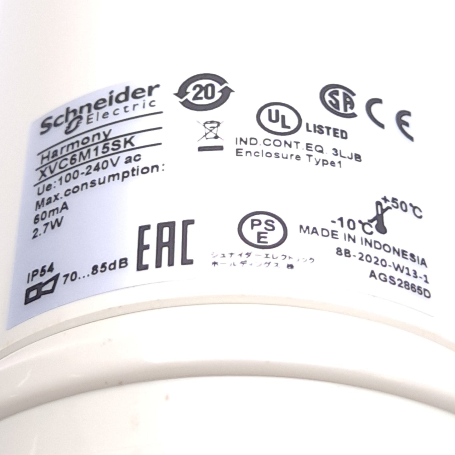 New Schneider Electric XVC6M15SK LED Tower Light, Red, ø60mm, 100-240VAC, 70-85 dB