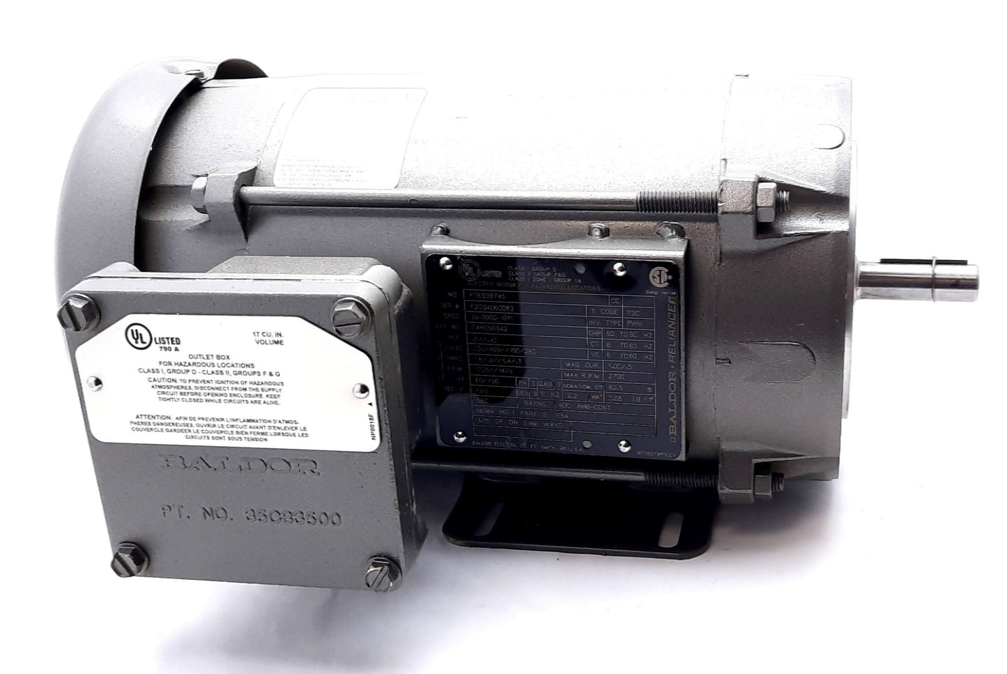 Used Baldor CXM050542 Explosion Proof Motor 230/460//190/380V, 0.37KW, NEMA 56C, 10:1