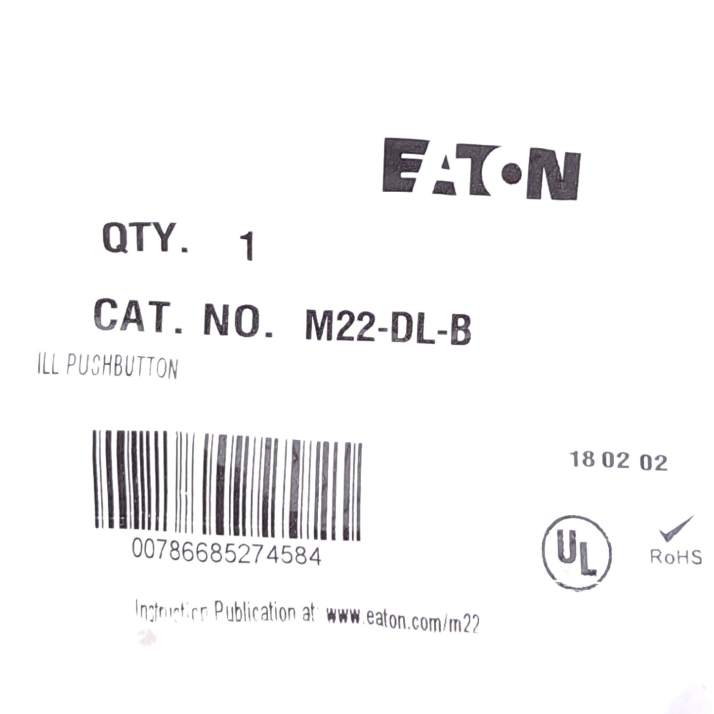 New Lot of 3 Eaton M22-DL-B Pushbutton, Blue, ø22.5mm, Momentary, Illuminated