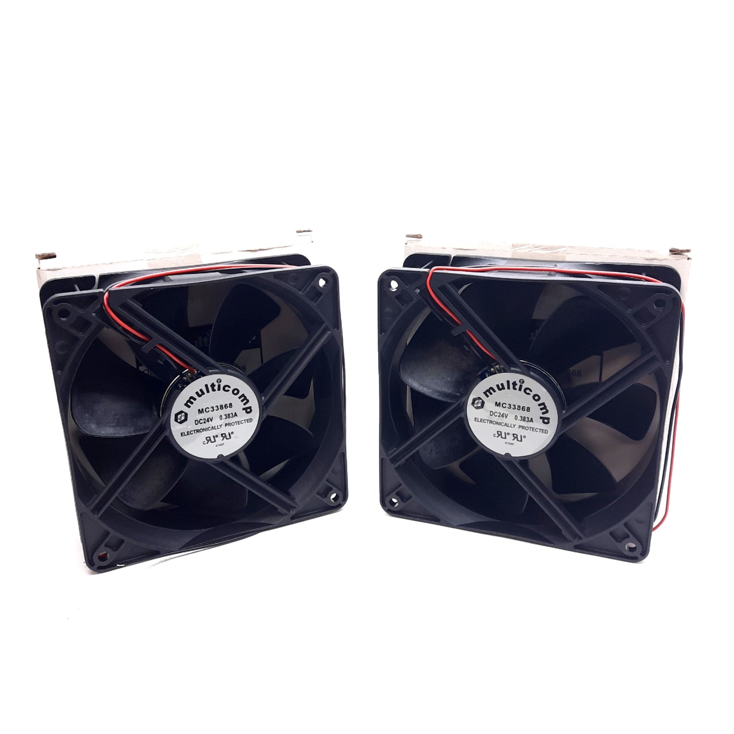 New Lot of 2 Multicomp MC33868 Axial Fan, 120mm Frame, 138CFM, 3100RPM, 24VDC 9.2W