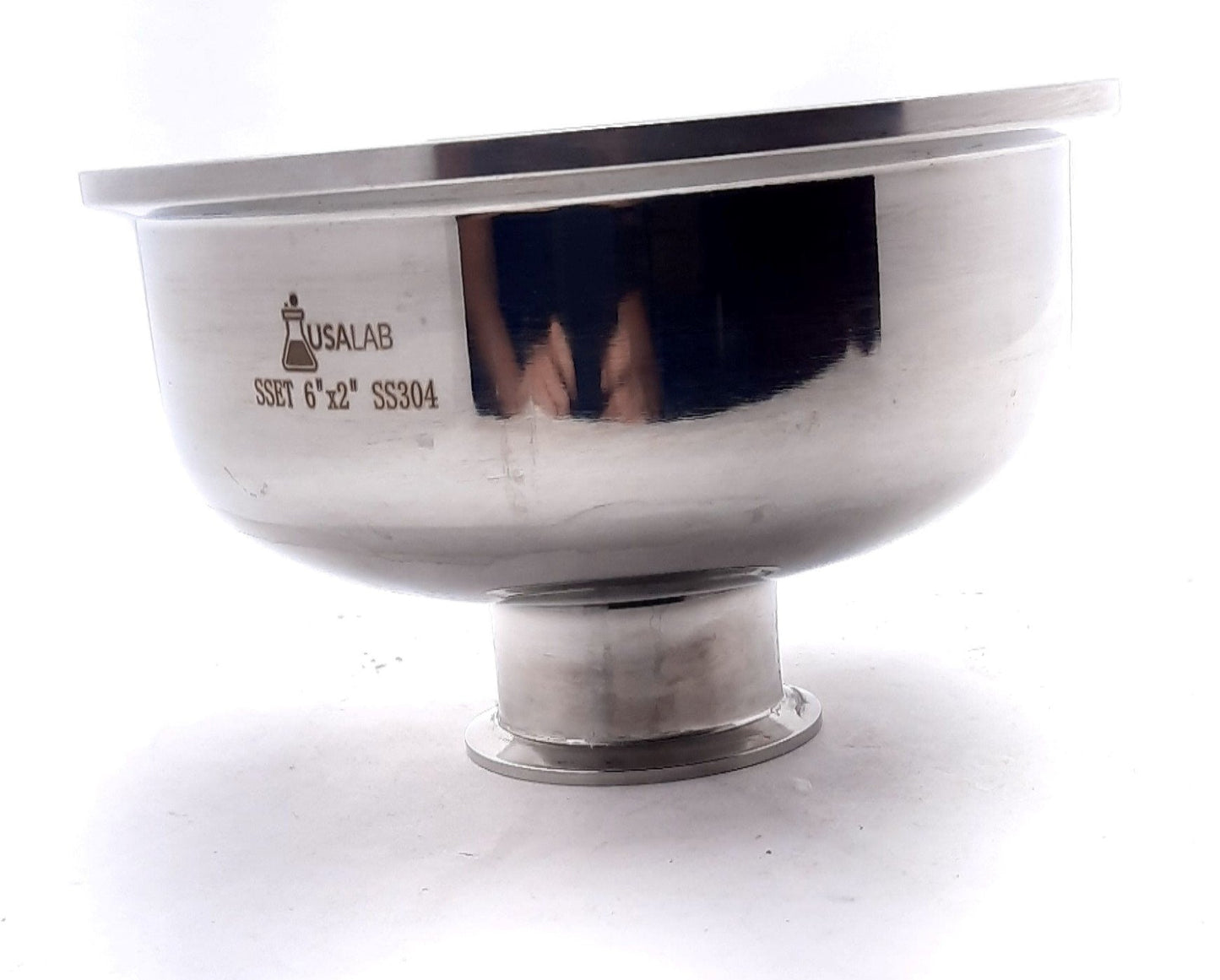 Used USA Lab Equipment HR-6TO2 Hemispherical Reducer Tri-Clamp 6" x 2" SS304