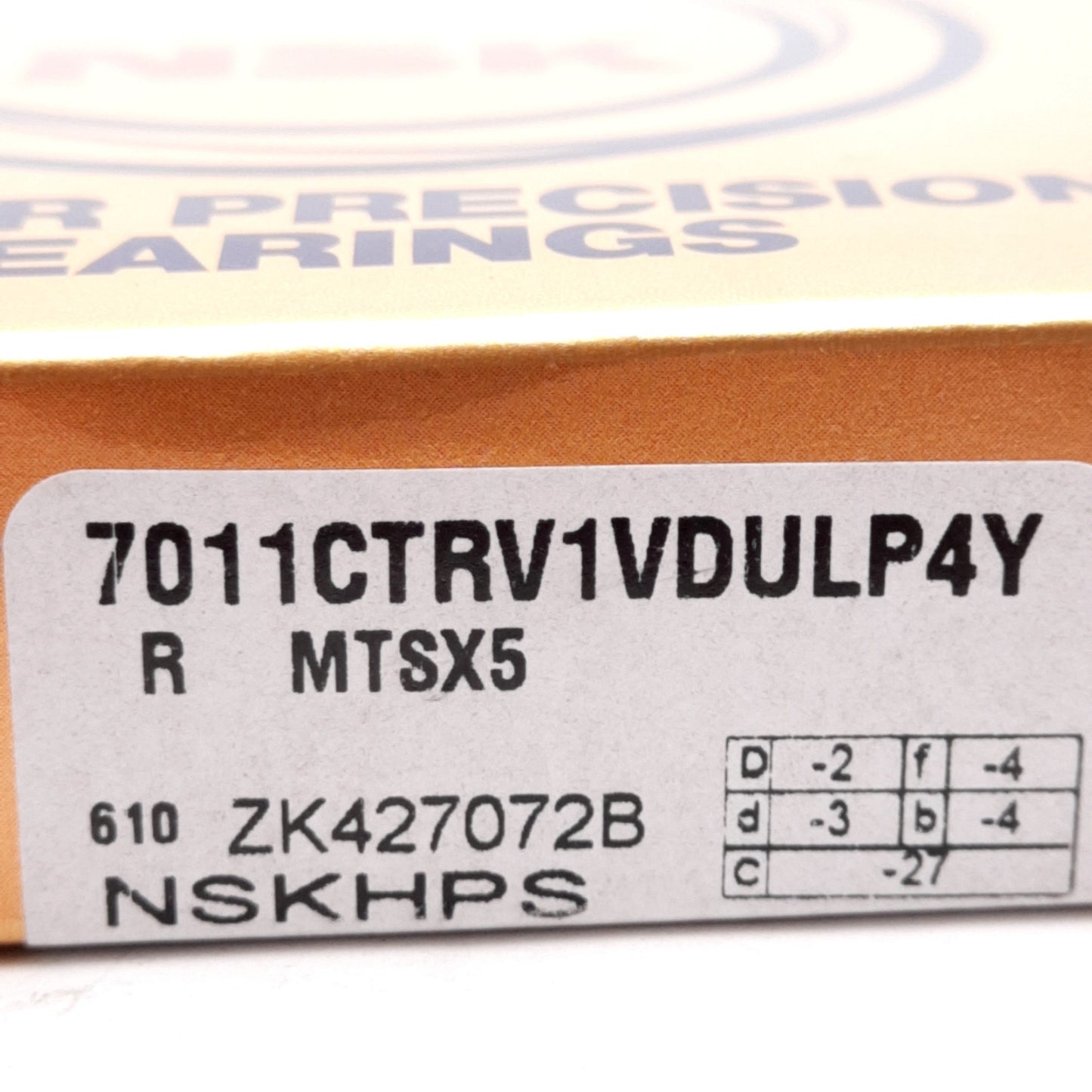 New NSK 7011CTRV1VDULP4Y Angular Contact Ball Bearing, ø55mm ID, ø90mm OD, 36kN Load