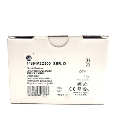 New Allen Bradley 1489-M2D300 Circuit Breaker Voltage: 480Y/277V AC, 2 Pole, 30A