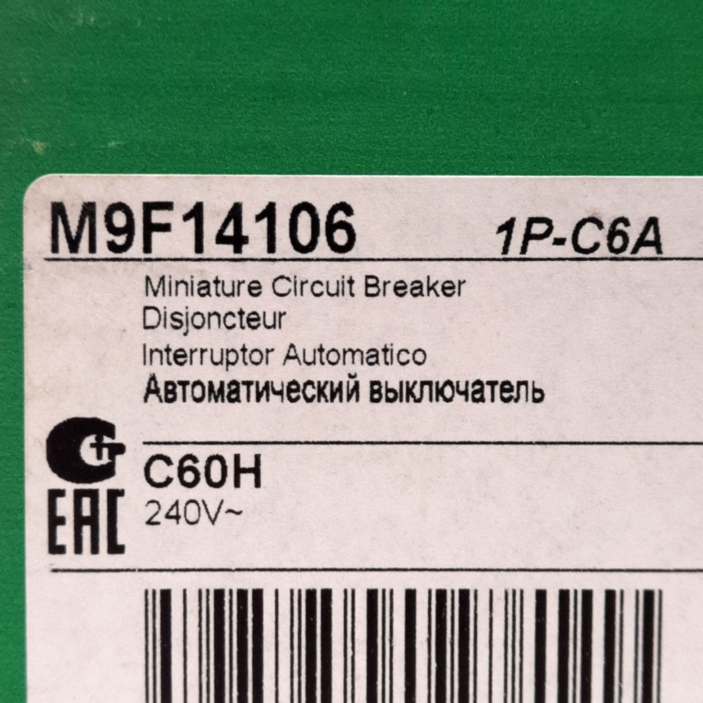 New Schneider Electric M9F14106 Multi 9 Circuit Breaker C-Curve 6A 240VAC DIN Rail