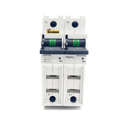 New – Open box Cooper Bussmann CCP-2-30CF Fuse Block, 600 VAC/125VDC, 30A, 2 Poles