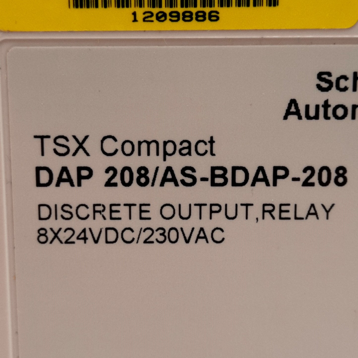 Used Schneider Automation DAP 208/AS-BDAP-208 Discrete Output Module, 8x 24VDC/240VAC