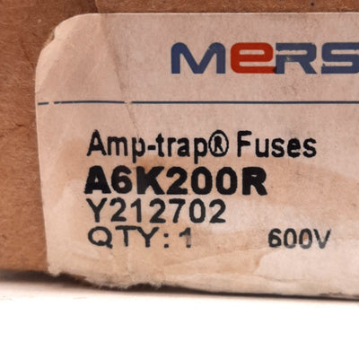 New Mersen A6K200R Amptrap Fast Acting Fuse, Class RK1, 600VAC/300VDC, 200A