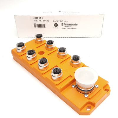 New – Open box Lumberg Automation ASBS85-4 11129 Distribution Box, 8-Port, M23/M12, 60V 4A
