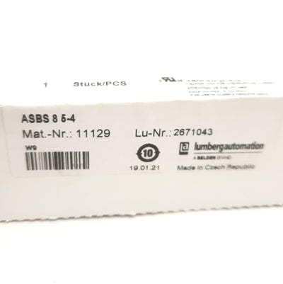 New – Open box Lumberg Automation ASBS85-4 11129 Distribution Box, 8-Port, M23/M12, 60V 4A