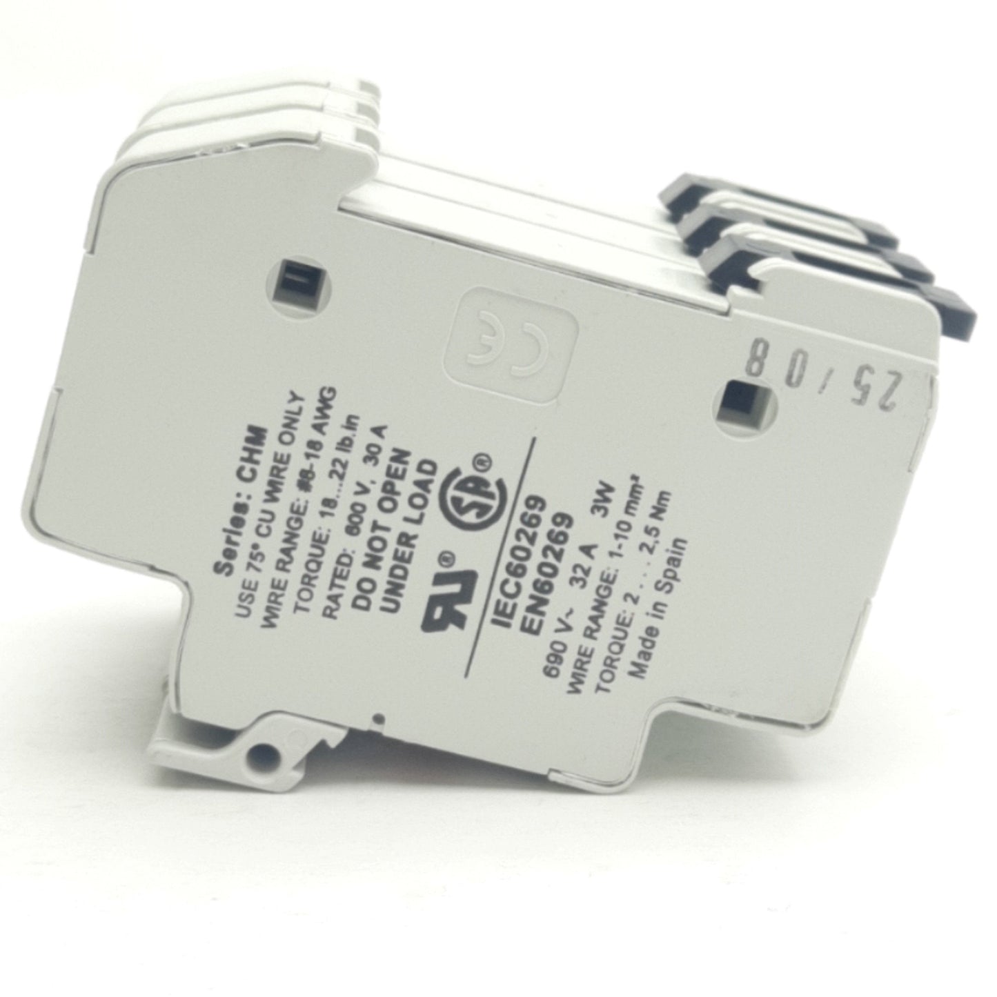 New – Open box Lot Of 3 Bussmann CHM1DI Fuse Holder 690VAC, 32A, For: Midget Fuses, 1 Pole