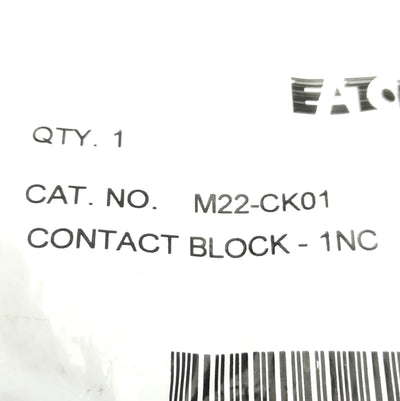 New Lot of 9 Eaton M22-CK01 Pushbutton Contact Blocks, 1NC, 22mm, 600VAC/125VDC