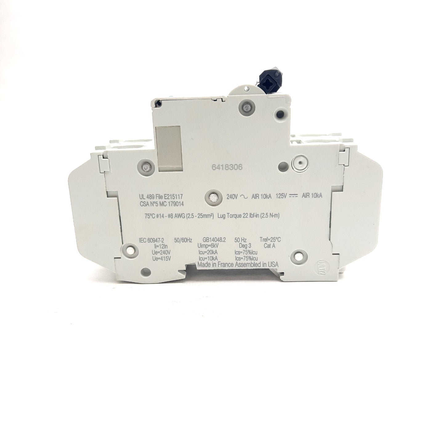 New – Open box Schneider 60158 MULTI 9 C60 Circuit Breaker, 2 Pole, 240VAC, 6A, DIN Rail