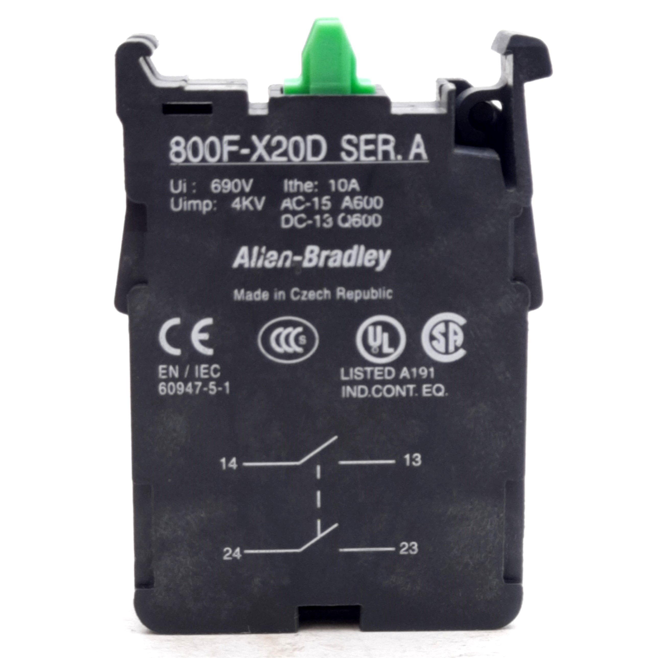 Allen Bradley 800F-X20D Double Level Contact Block, DPST-NO, 690V