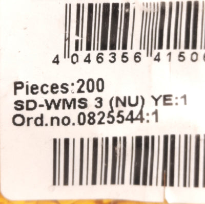 New Phoenix Contact SD-WMS 3 (NU) YE:1 0825544:1 Conductor Markers, "1", 1.3-3mm