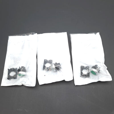 New Lot of 3 Eaton M22-DL-G Pushbutton, Green, Illuminated, Momentary, ø22.5mm