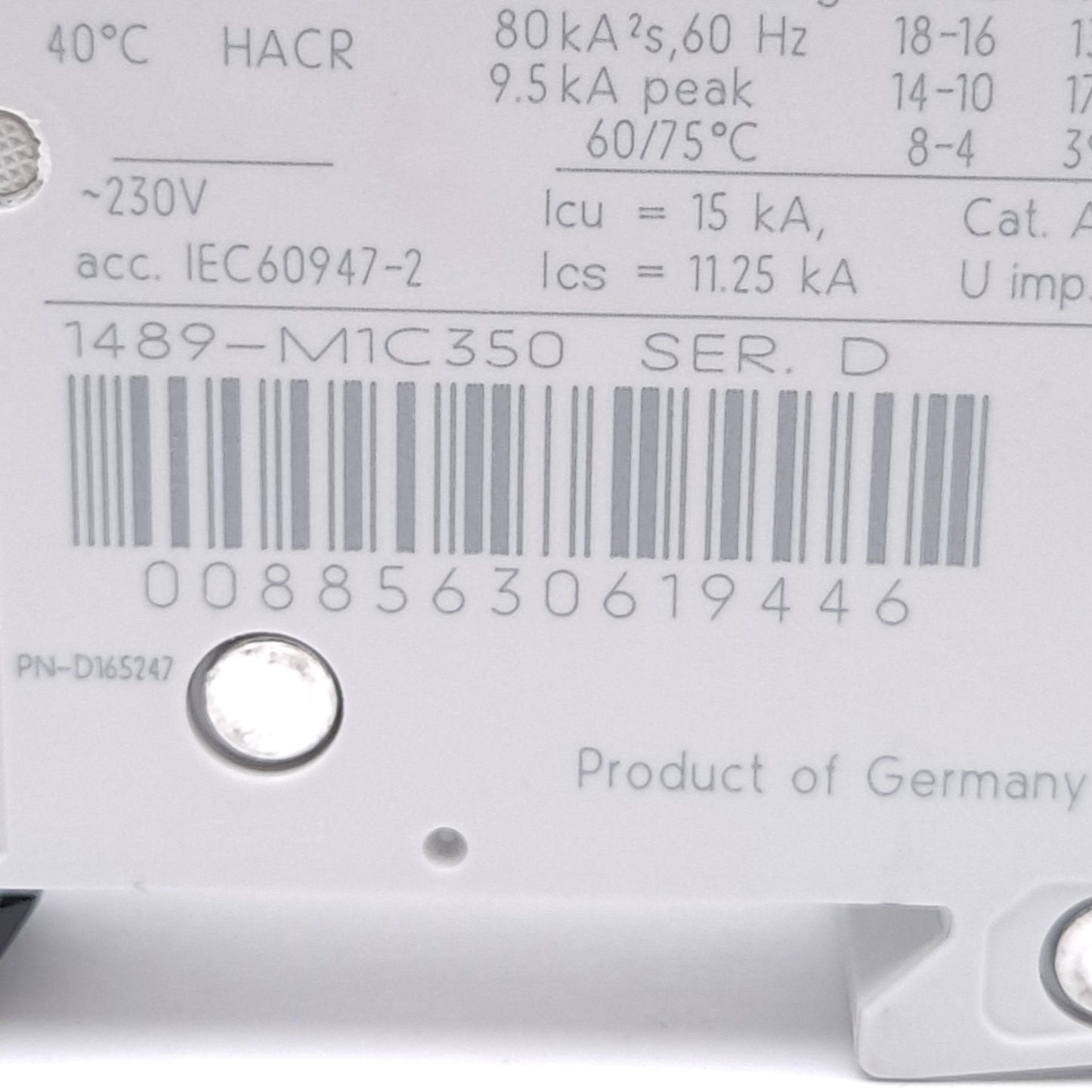 New – Open box Allen Bradley 1489-M1C350 Circuit Breaker, 1-Pole, 277VAC 35A, C-Curve