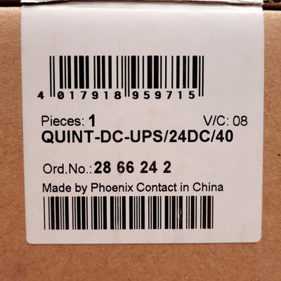 New Phoenix Contact 2866242 Uninterruptible Power Supply, 24VDC, 960W, DIN Rail