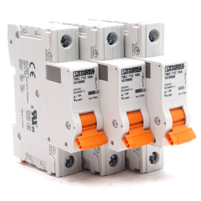 New Lot of 3 Phoenix Contact 1019980 Circuit Breaker, C-Curve, 10A, 277VAC/60VDC