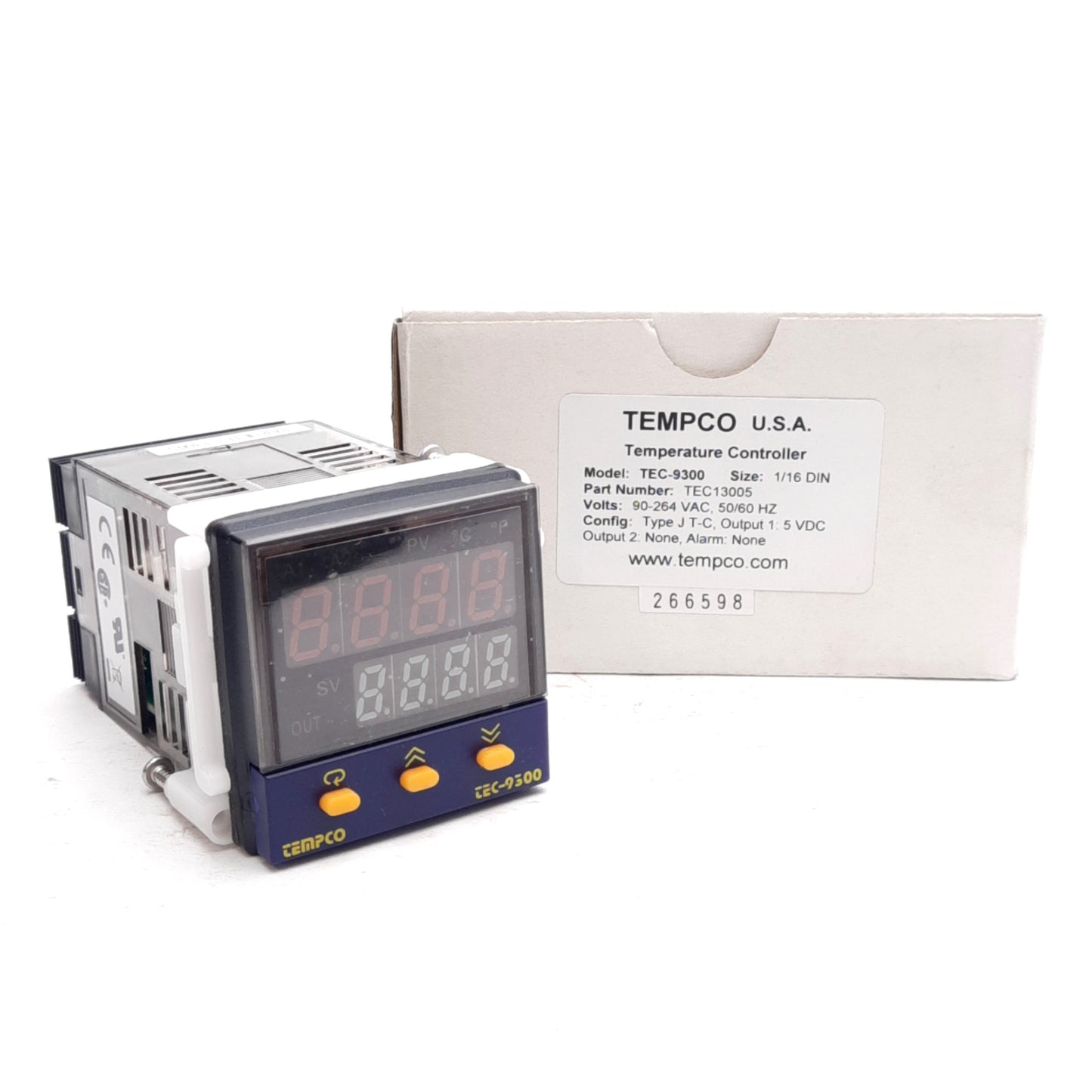 New Tempco TEC13005 Temperature Controller, Type-J, 90-264VAC IN, 5VDC OUT, 1/16DIN
