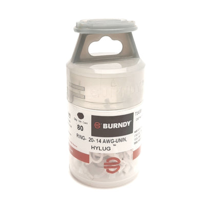 New – Open box Lot of 80 Burndy T1438 HYLUG Uninsulated Ring Terminals, 3/8in Stud, 16-14AWG