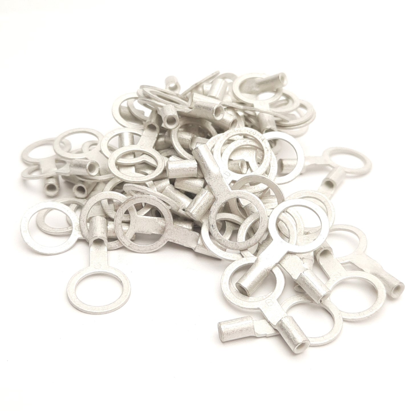 New – Open box Lot of 80 Burndy T1438 HYLUG Uninsulated Ring Terminals, 3/8in Stud, 16-14AWG