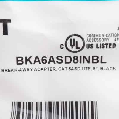 New Panduit BKA6ASD8INBL Breakaway Adapter, For Use With Cat5e/6/6A UTP Patch Cords