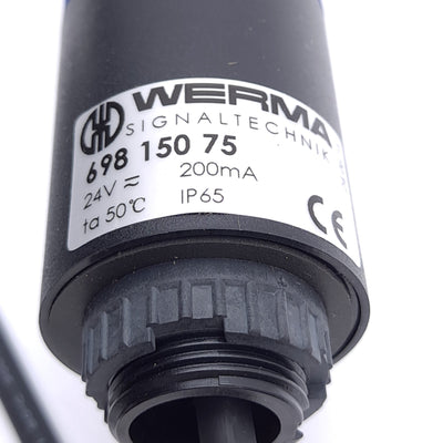 New Werma 698.150.75 LED Signal Tower, ø38mm, Blue/Green/Yellow/Red, 2m Cable, 24V