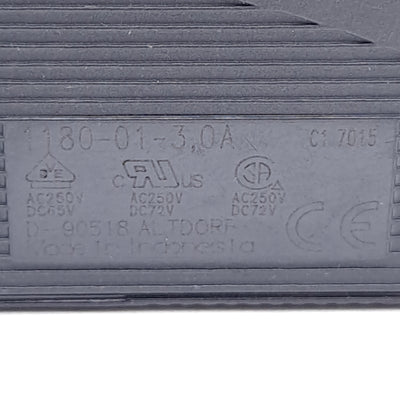 New – Open box E-T-A 1180-01-3A Circuit Breaker, 1-Pole, 3A, 250VAC/65VDC, 2-Blade Termination