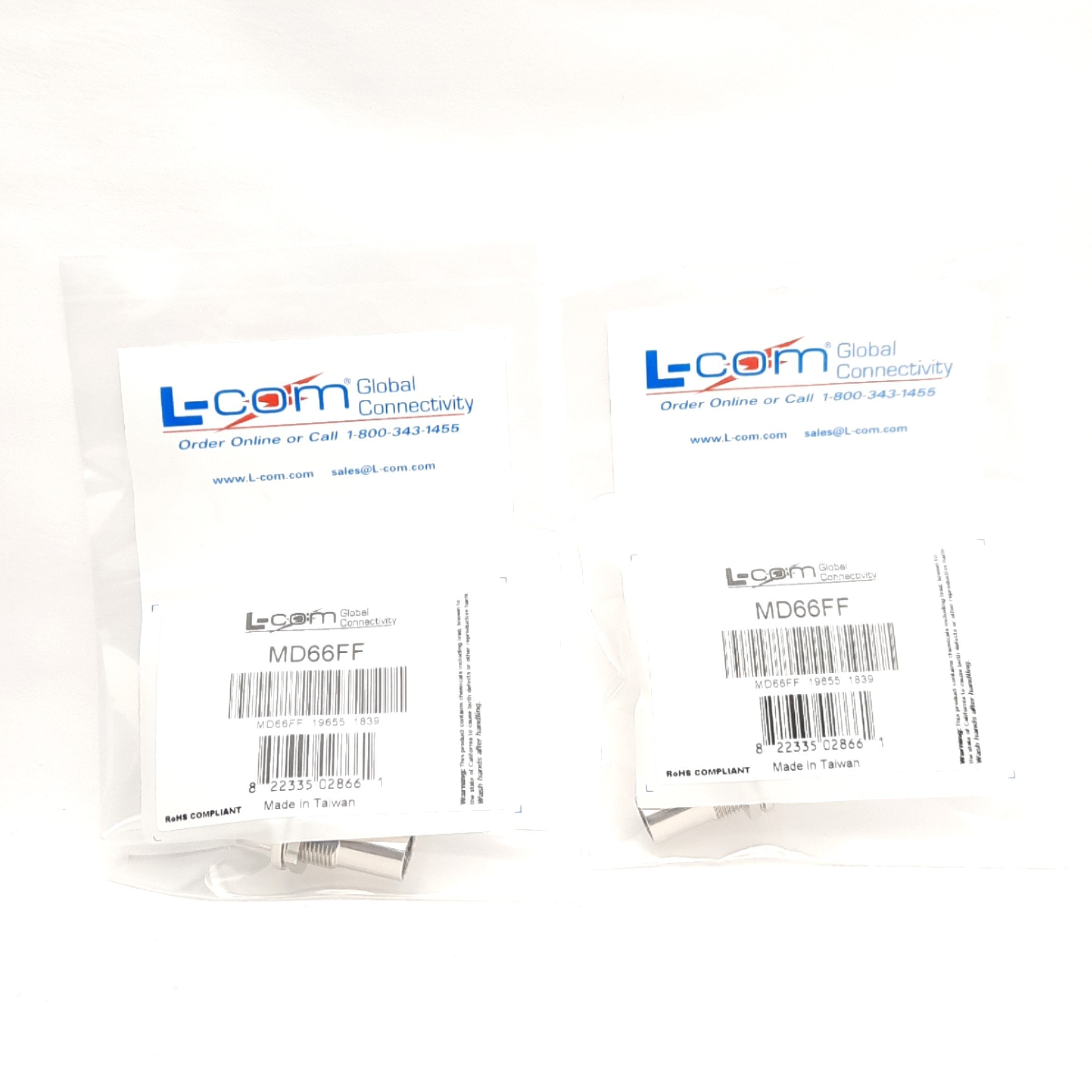 Lot of 2 L-Com MD66FF Feed-Tru Adapter, Mini DIN 6-Pin, Female to Fema ...