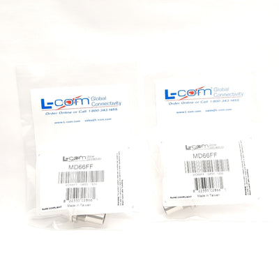 New Lot of 2 L-Com MD66FF Feed-Tru Adapter, Mini DIN 6-Pin, Female to Female