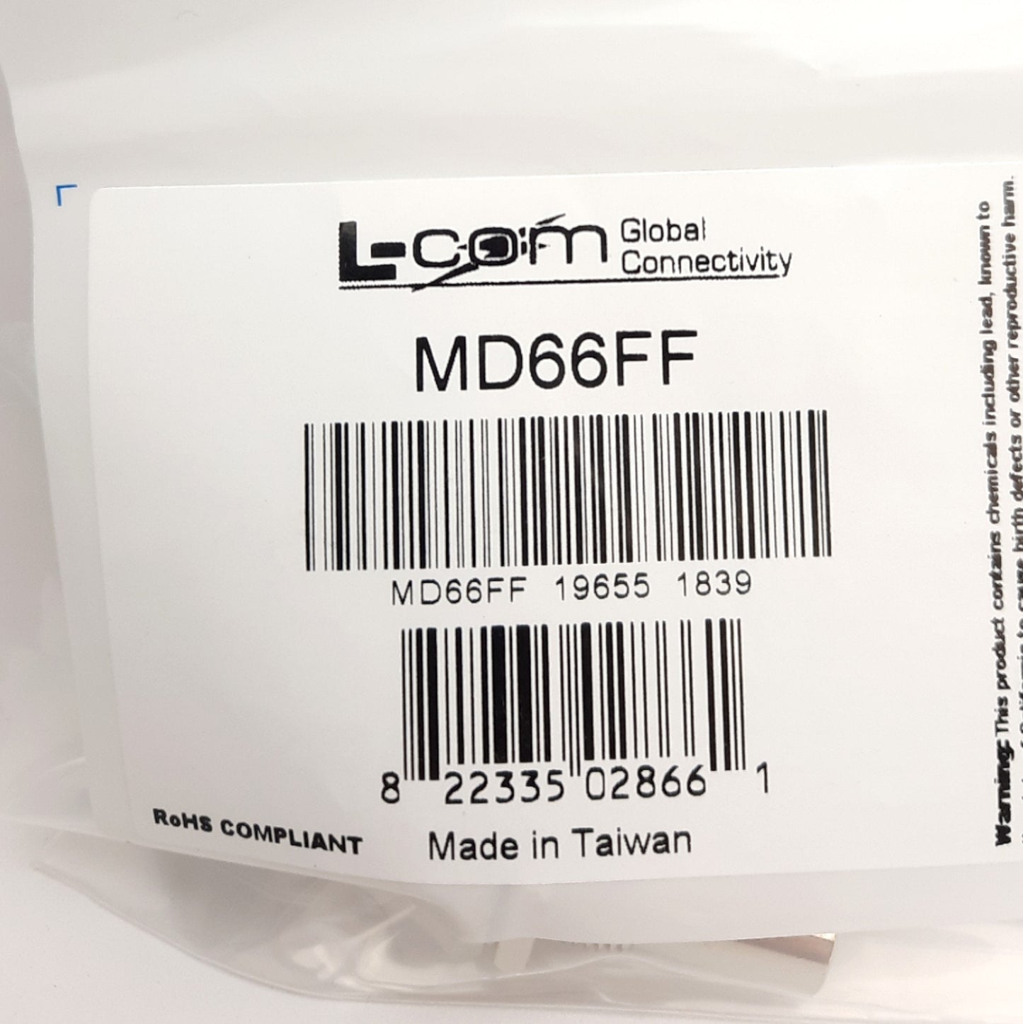 New Lot of 2 L-Com MD66FF Feed-Tru Adapter, Mini DIN 6-Pin, Female to Female