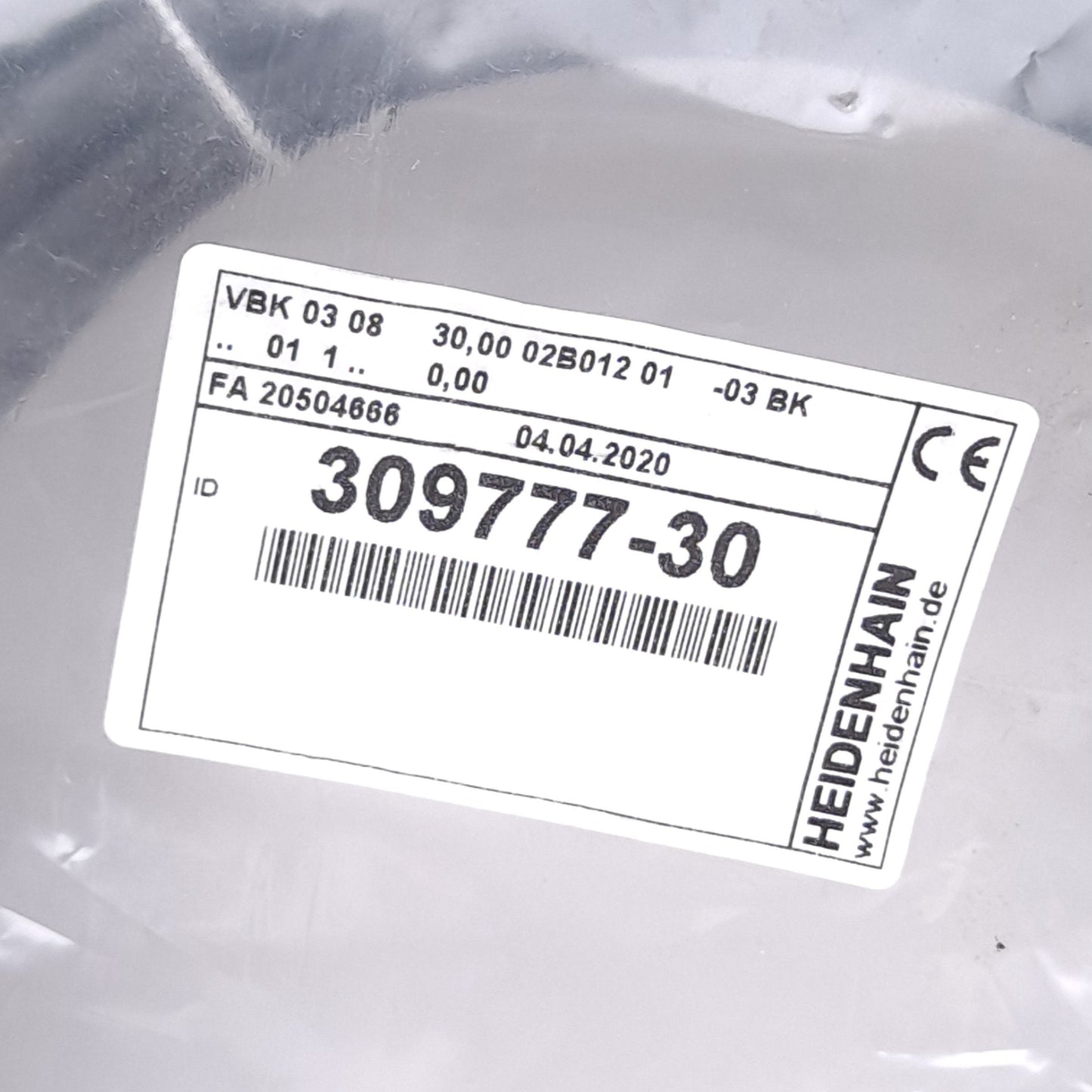 New Heidenhain 309777-30 Cable, M23 12-Pin Female to Flying Leads, 30m Length