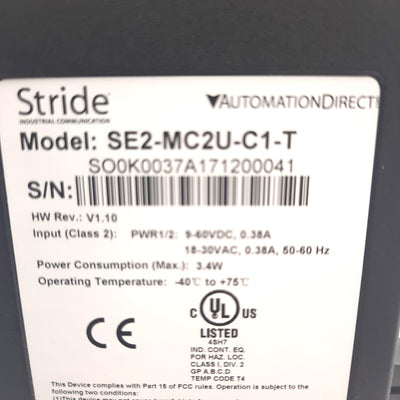 New – Open box Automation Direct SE2-MC2U-C1-T Ethernet Converter, 2 Ports, 1 RJ45 to SC 100FX