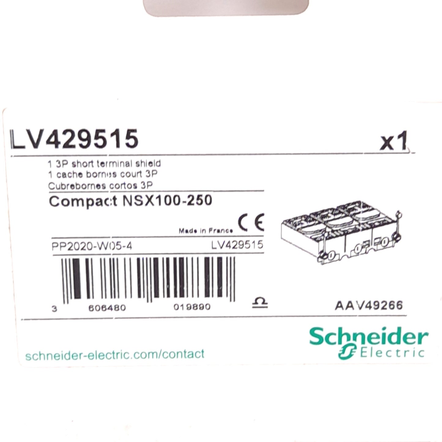 New Schneider Electric LV429515 Short Terminal Shield, 3-Pole, 35mm Pitch