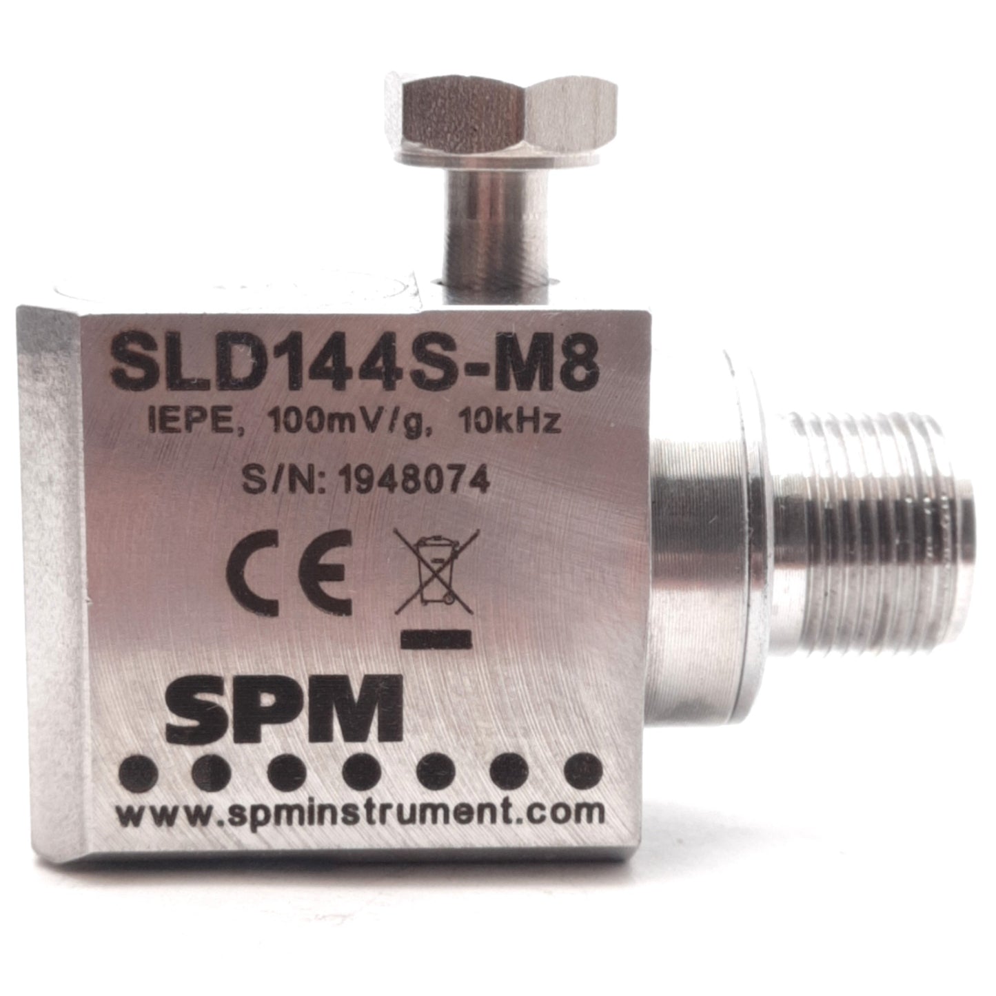 New SPM SLD144S-M8 Vibration Transducer, 10mV/m/s² Sensitivity, 10kHz, 12-24VDC