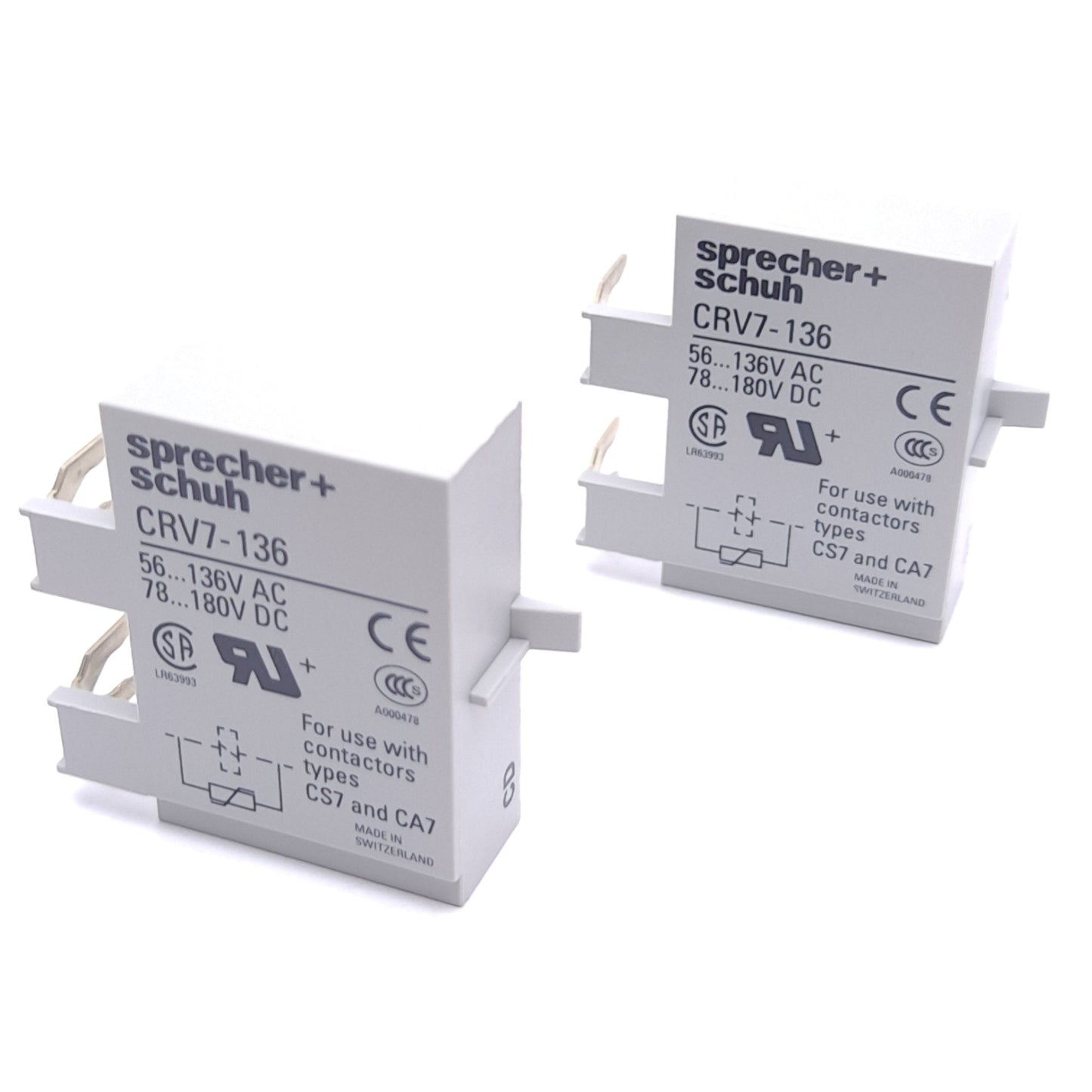 New – Open box Lot of 2 Sprecher + Schuh CRV7-136 Surge Suppressor Module, 56-136VAC/78-180VDC