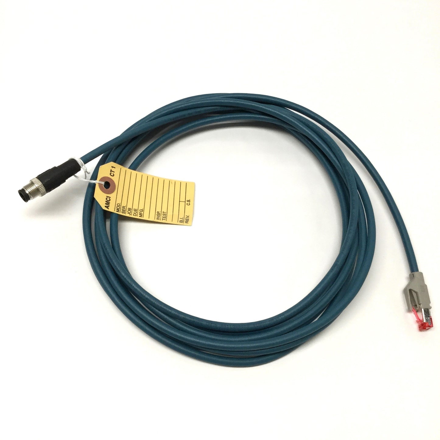 New – Open box AMCI CNER-5M Ethernet Encoder Cable RJ45S to M12 4-Pin D-Coded, NR & SMD Series