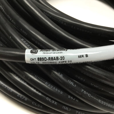 New – Open box Allen Bradley 889D-R8AB-20 QD Cordset Cable Micro M12 8-Pin to Flying Leads, 20m