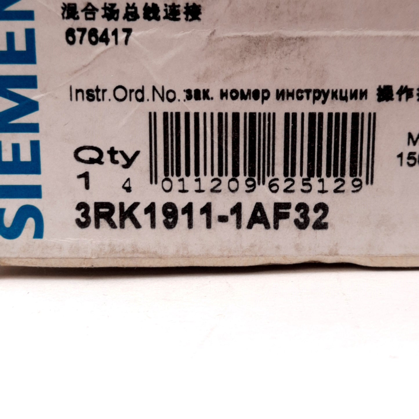 New – Open box Siemens 3RK1911-1AF32 Ecofast Hybrid Field Bus Connection, Grouping Bus & Power