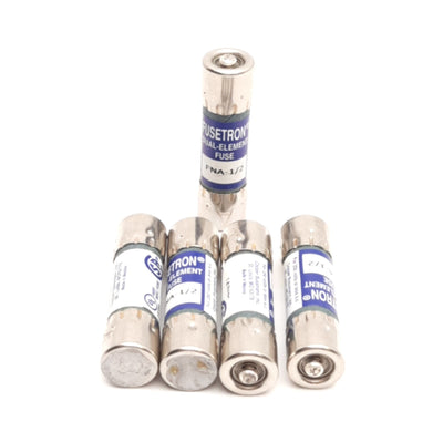 New – Open box Lot of 5 Fusetron FNA-1/2 Pin Indicator Fuses, 0.5A 250VAC, ø0.406in x 1.50in